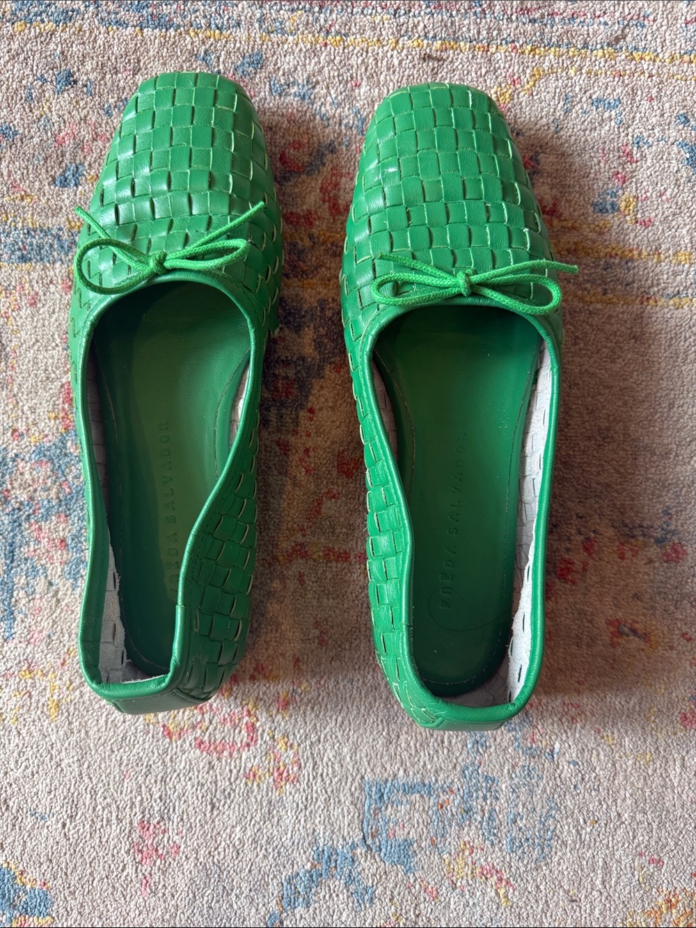 Freda Salvador Green Woven Ballet Flats (Size 6)